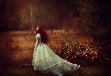 Lost Wanderer - field, gown, beauty, model