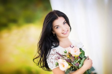 Flower Girl - beauty, lady, girl, flower