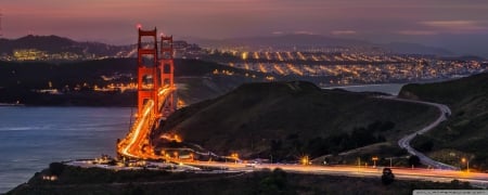 San Francisco - Tower, Night, Bridges, HD, Landscape, San Francisco