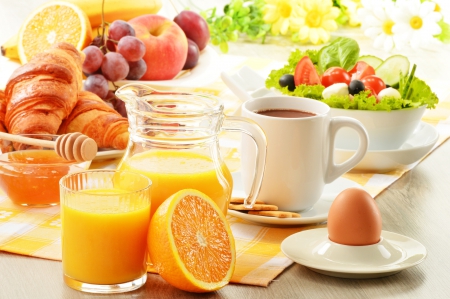 Good Morning - eggs, juice, coffee, breakfast, orange