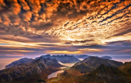 Beautiful Artic Skies - clouds, Norway, summer, island, ocean, mountains, lakes, sky, bay