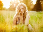 blonde in field light