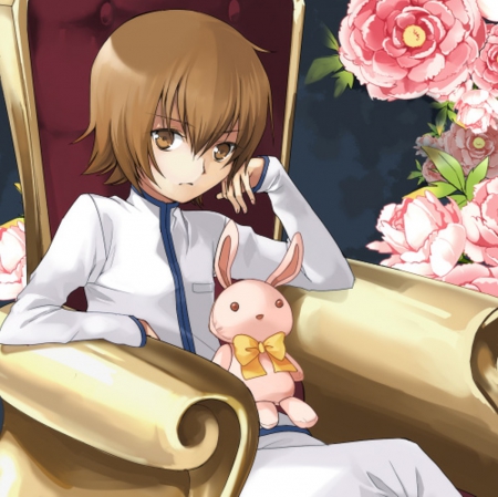 Myoudouin Itsuki - nice, female, brown eyes, emotional, toy, pretty cure, anime girl, brown hair, precure, heartcatch precure, pretty, peony, anime, short hair, girl, sad, magical girl, lovely, sorrow, chair, boy, blossom, cure sunshine, sweet, flower