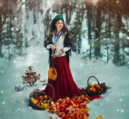 â™¥ - apples, winter, lady, model