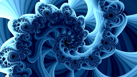 Blue fractal - abstract, and, blue, CG, 3D, fractal