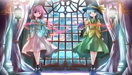 Touhou - girls, friends, touhou, window