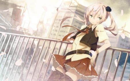 Anime Girl - anime, city, girl, town