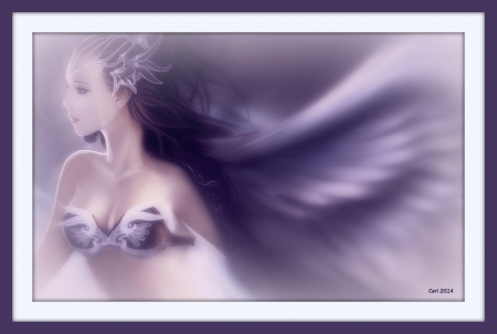 An Angel from Heaven - painting, sky, art, angel, fantasy, heaven