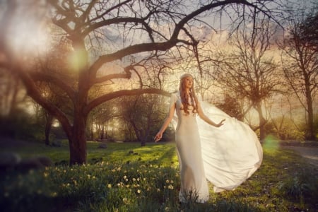 Angel - angel, sun, dress, ress, blonde, model