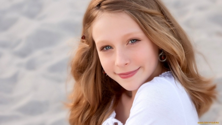 girl in white - white, smile, girl, earing