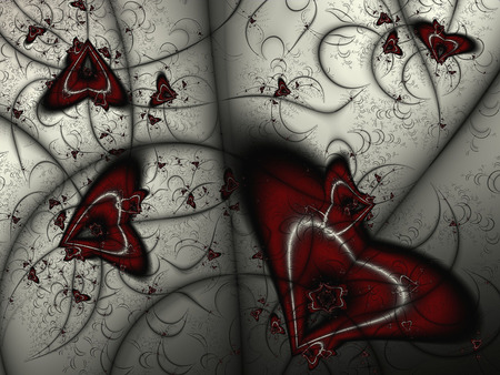 For You, My Love - fractal, heart, red