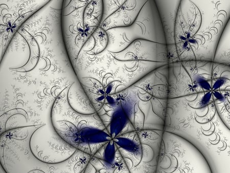 Flowers - flowers, fractal, blue