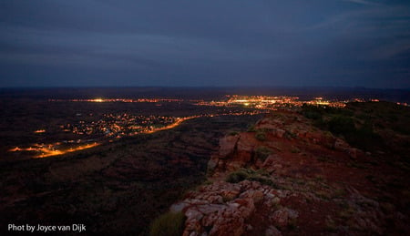 Alice Springs at night - mount gillen, city lights, night, australia