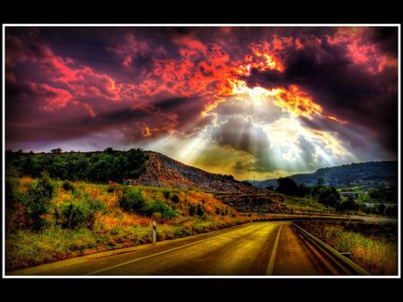 	Carretera al cielo.. - sunset, mountain, road