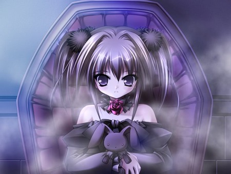 Anime - girl, dark, anime, coffin, cute