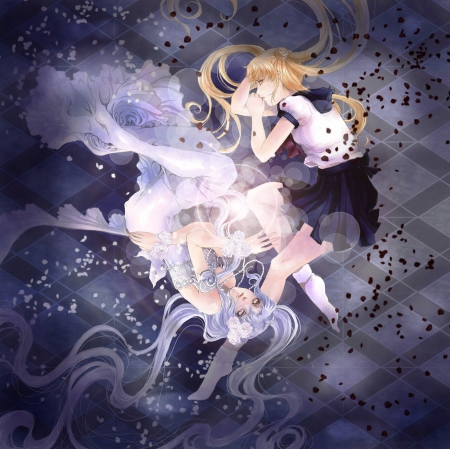 Tsukino Usagi - princess serenity, princess, anime girl, laying, dual, blond hair, blonde hair, silver hair, tsukino usagi, hite, lady, long hair, lay, usagi tsukino, auty, double, beautiful, sweet, dress, beauty, nice, female, usagi, twintail, duo, blond, tsukino, pretty, anime, twin tail, maiden, ice, girl, twintails, magical girl, gown, lovely, sailor moon, serenity, twin tails, sailormoon, white hair, blonde