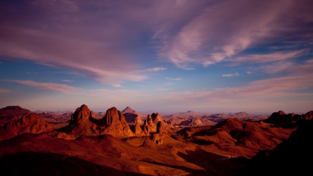 magnificent red desert in algeria - sky, mountds, pink, red, desert