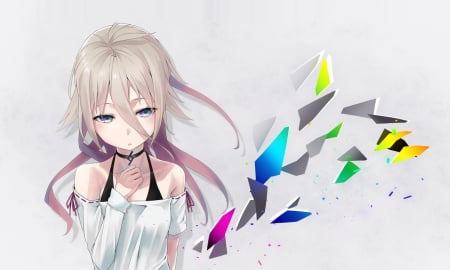 Begin for Lost - female, emotional, simple, anime girl, anime, blouse, girl, shirt, sad, long hair, vocaloids, sorrow, plain, vocaloid, serious, ia, dress