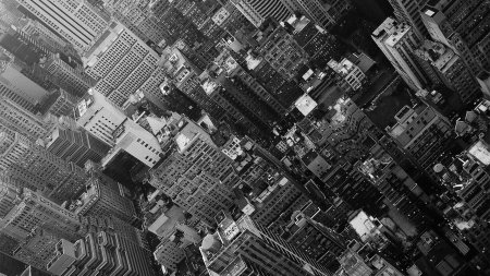 new york city urban scape in black and white - skyscrapers, black and white, city, angle, urban