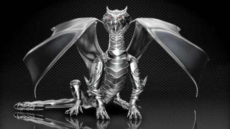 Dragon - dragon, red eyes, metal, dark