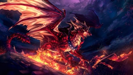 Dragon - fire, dark, dragon, fantasy