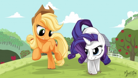 Rarity vs Applejack - Rarity, Friendship is Magic, Unicorn, Cartoon, My Little Pony, Applejack