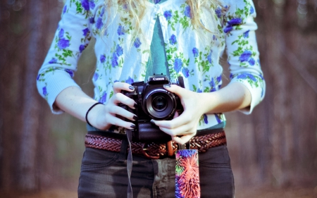 smile please - canon, girl, floral, shirt