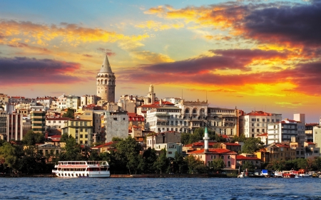 Istanbul - galata tower, city, istanbul, turkey, sea of marmara