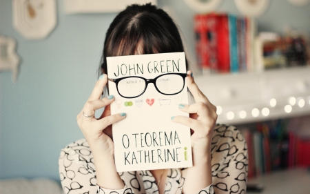 mood girl - beauty, glasses, book, modern