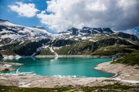 ♥Mountain Lake♥ - mountais, lake, emerald, snowy