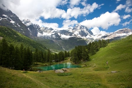 â™¥Landscapeâ™¥ - sky, lake, forest, mountains, snowy