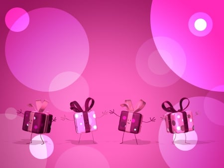 Happy presents - pink, happy, present, birthday, dancing