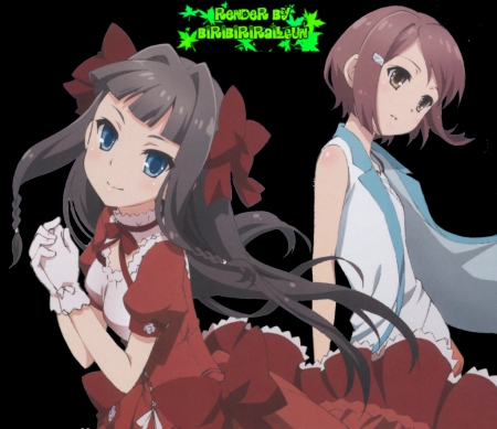 Asuka and You Kasukabe - red ribbon, asuka, red dress, you