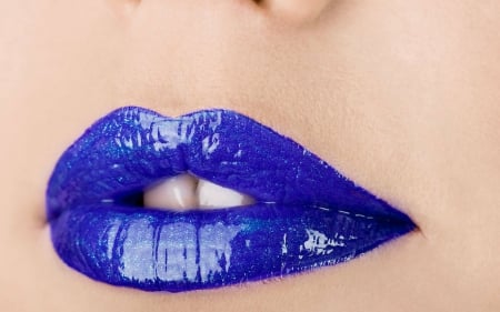 Blue lips - lips, blue, glossy, woman