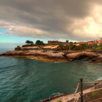 seaside town on a rocky point