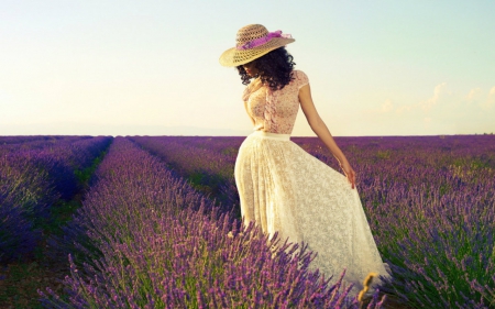 Woman in the field - woman, nature, field, flower