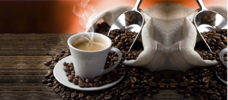 Hot Coffee - smoke, beans, hot, coffee