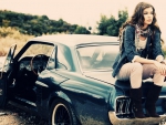 American car and girl