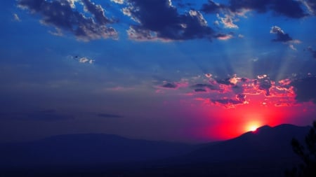 Sunset - sky, mountains, sunset, clouds