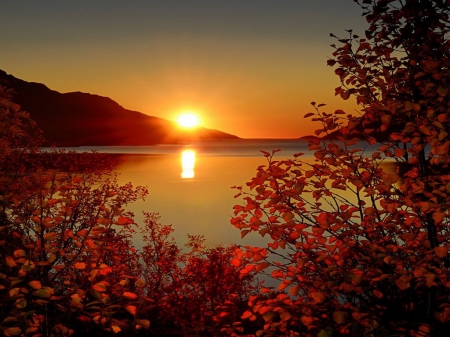 Sunset Reflection - nature, water, lake, sunset