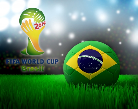 Fifa World Cup, Brasil - 2014, flag, brasil, football, fifa, grass, world cup