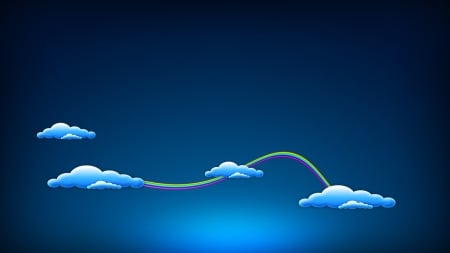 Clouds and Rainbows - clouds, yellow, blue, green, rainbows, pink, minimalistic, livingdoll