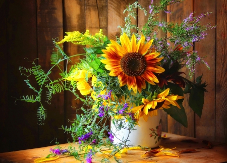 Still life with sunflowers