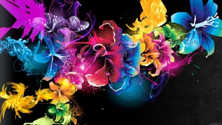 Abstract Flowers - Flowers, Colored, HD, 3D, Abstract