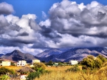 beautiful clouds over a village