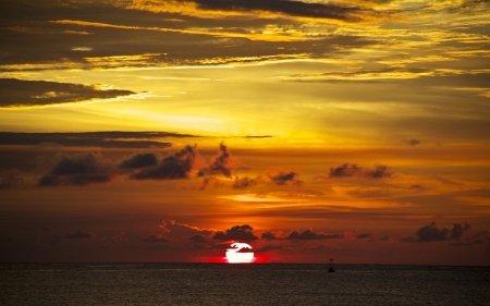 Orange Sunset - ocan, sunset, orange, nature