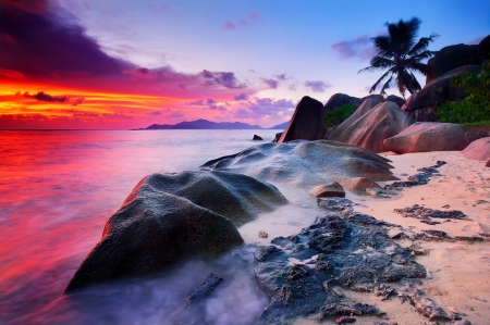 Island of La Digue, Seychelles - Island, beach, ocean, rocks, Seychelles