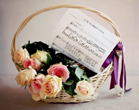 The Rose Balad - basket, still life, roses, balad