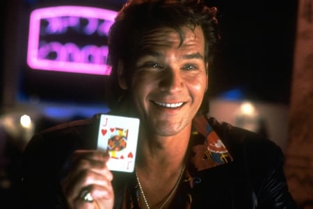 Patrick Swayze - patrick swayze, pink, black, father hood, actor, playing card, movie, smile, man