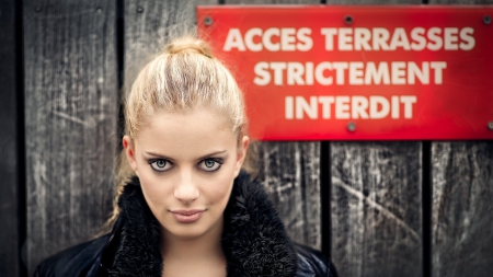 blonde - smile, sign, red, makeup